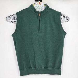 Peter Millar Vest Mens Large Performance Green Full Zip Casual Preppy Cotton